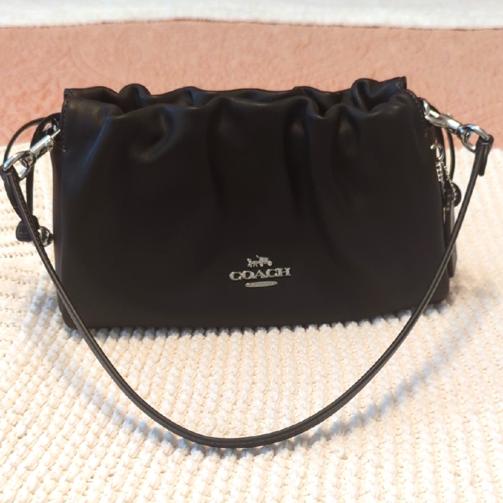 Coach Black Faye Shoulder Bag With Ruching